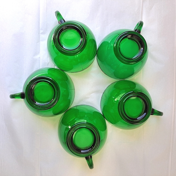 5 Vintage 50s 60s MCM Anchor Hocking Forest Emerald Green Glass Punch Cups *firm - Picture 7 of 14